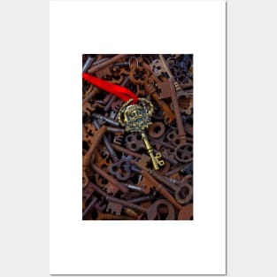 Santa Skeleton Key On Pile Of Old Keys Posters and Art